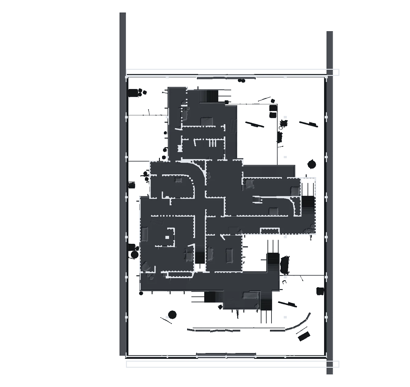 Bomb House upper floor top-down plan