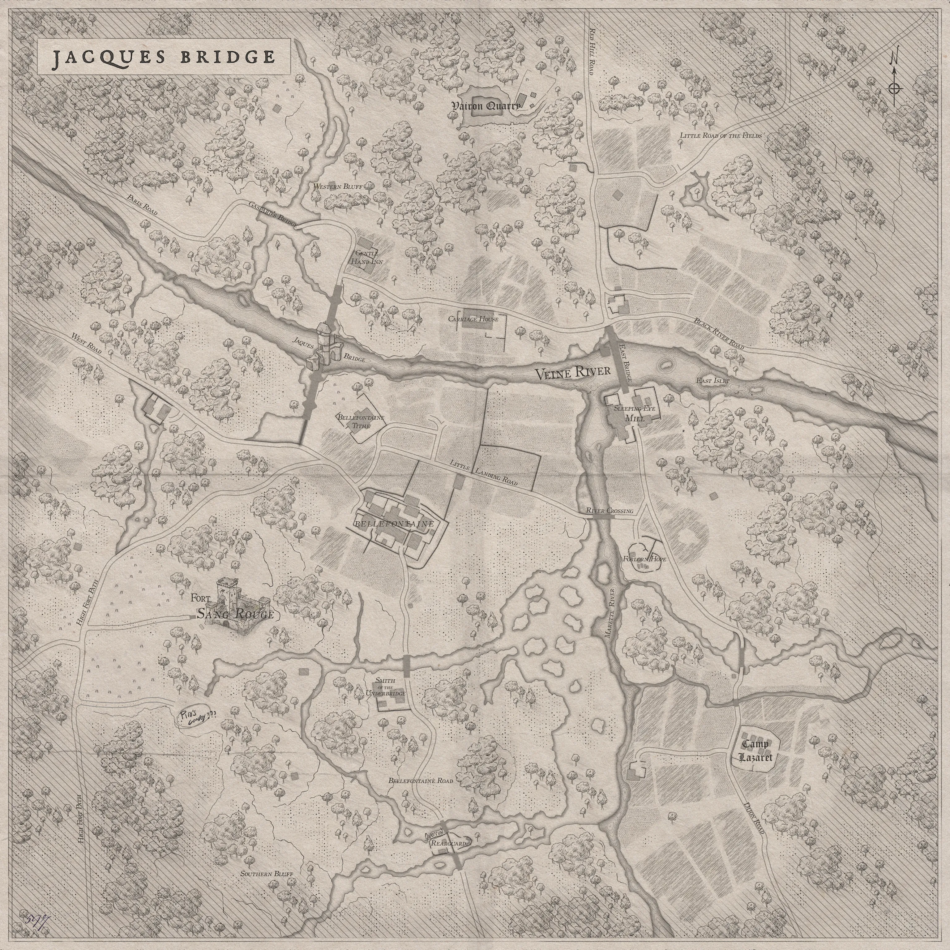 Jacques Bridge Map, the in-game map of Jacques Bridge